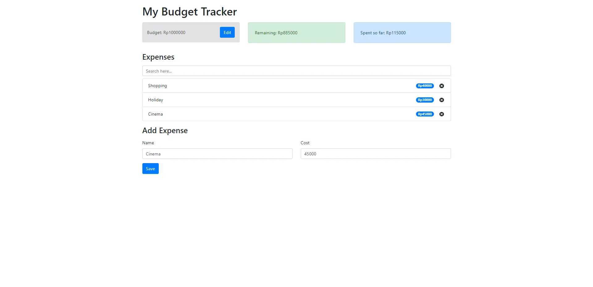 Budget Tracker App project preview