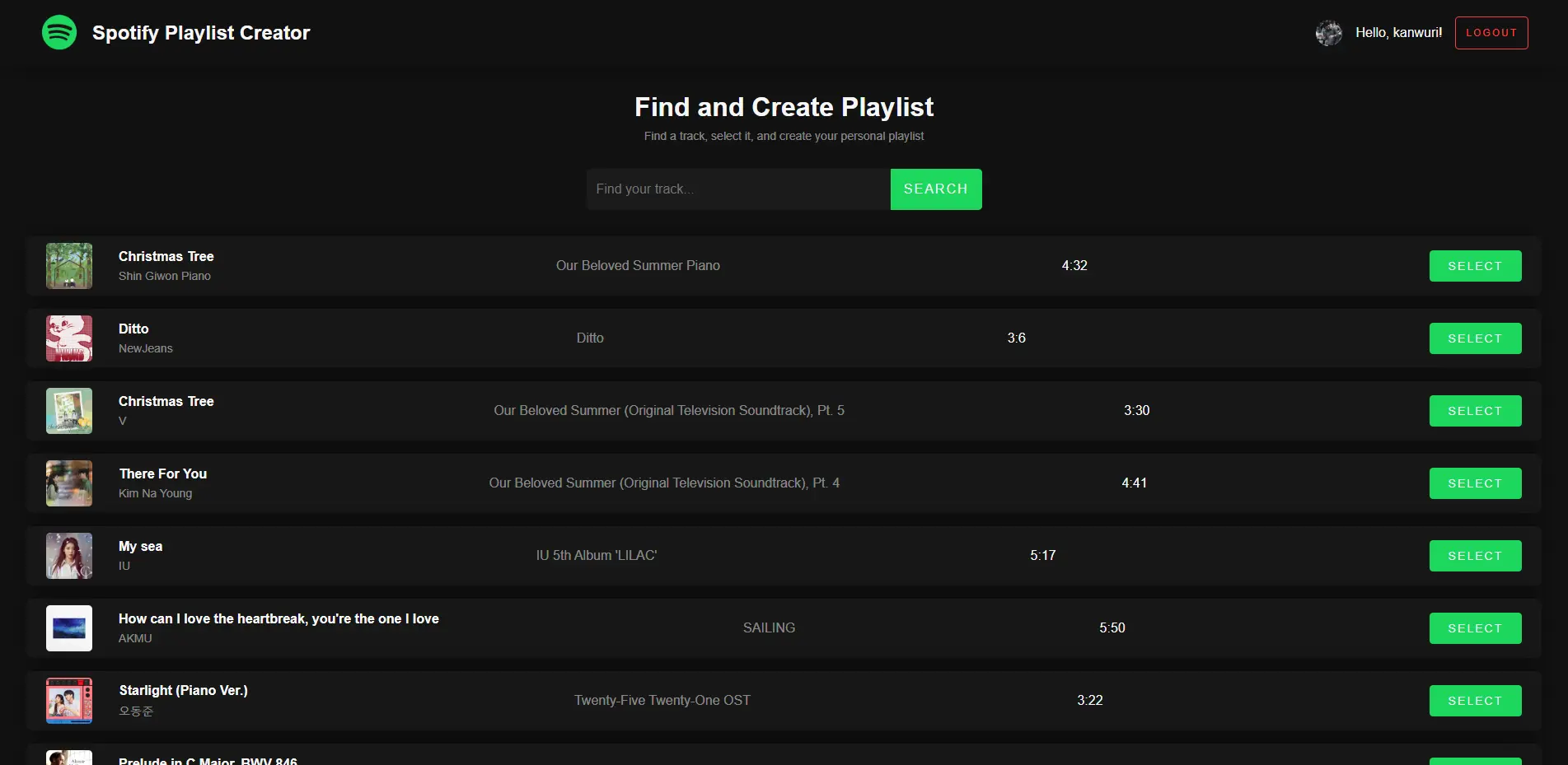 Spotify Playlist Creator project preview